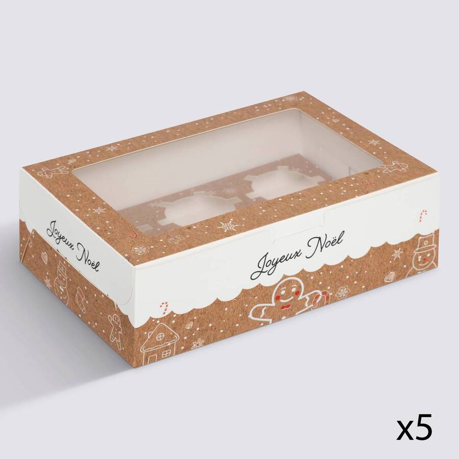 Lot de 5 boîtes à cupcakes, beige