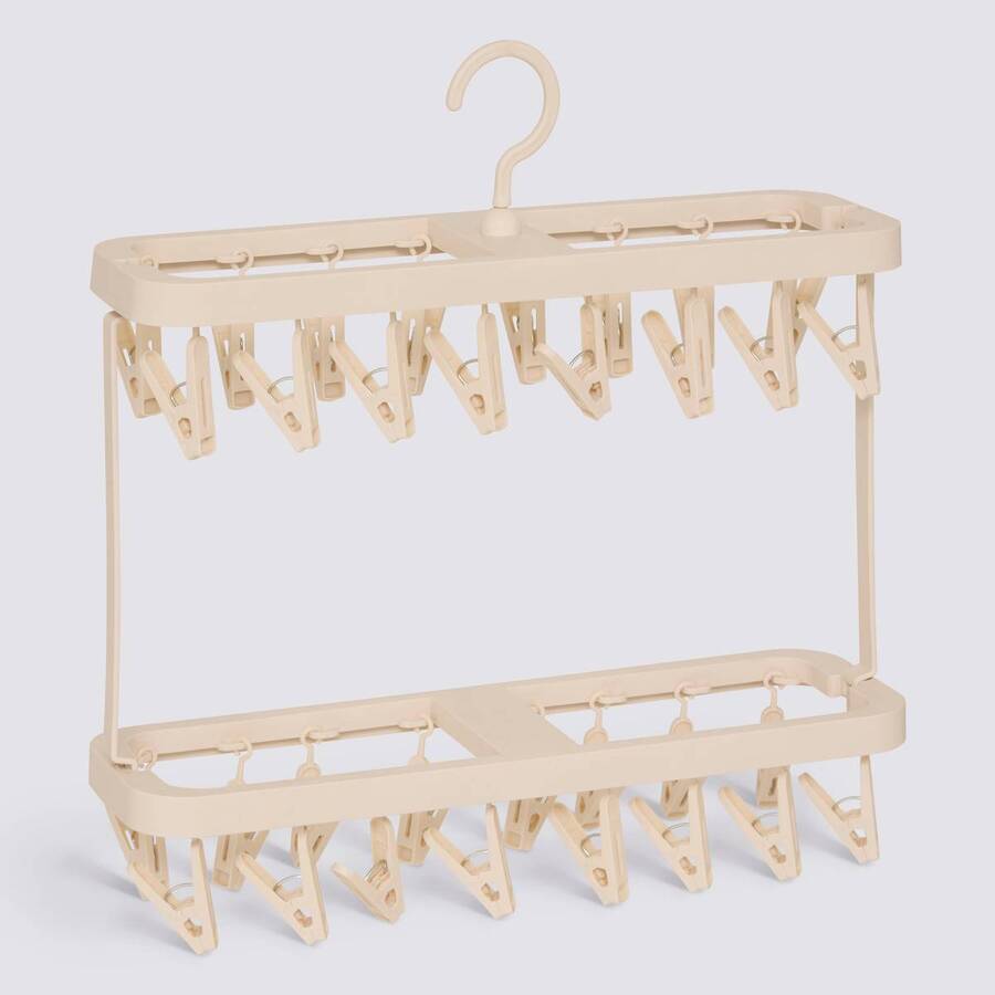 Séchoir double, 32 pinces, beige 