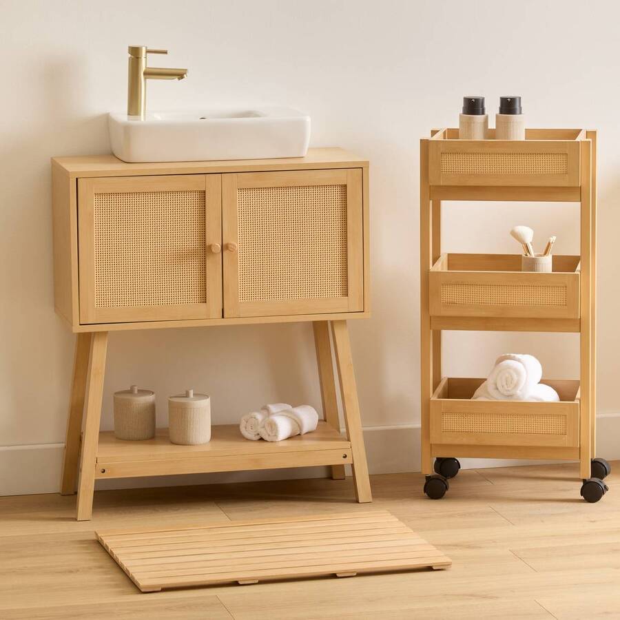 Desserte 3 niveaux, beige Cane