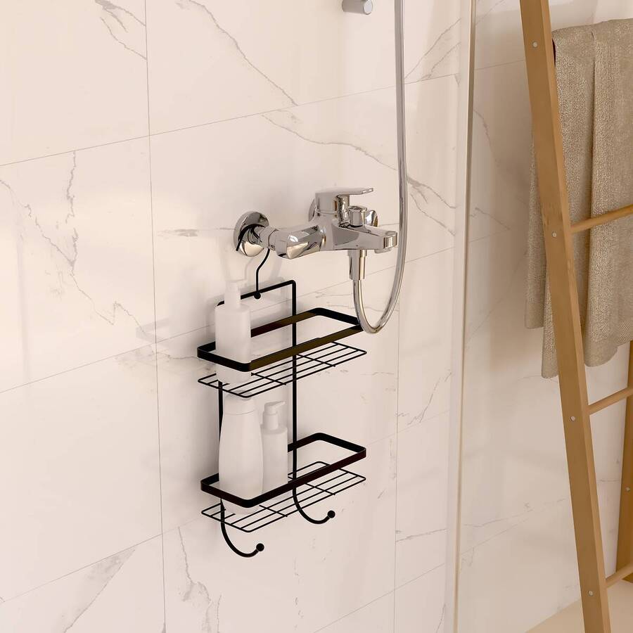 Serviteur de douche 2 niveaux, noir Venterra