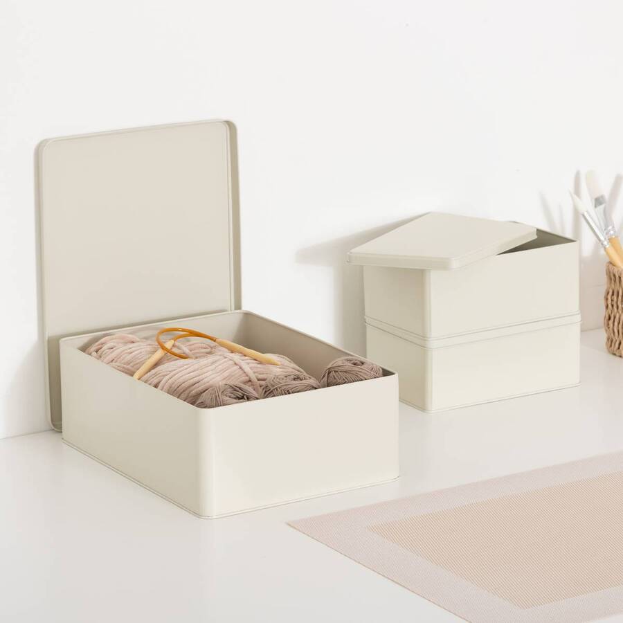 Lot de 3 boîtes de rangement, l.31/20,5 cm, argile Deskolor