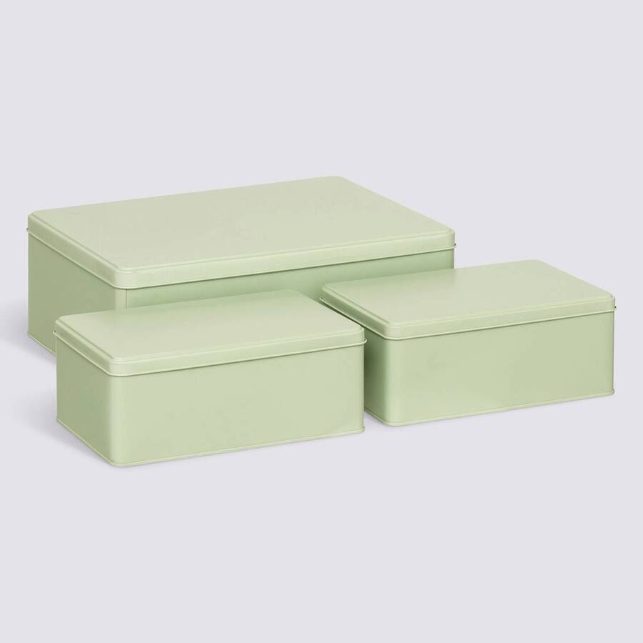 Lot de 3 boîtes de rangement, l.31/20,5 cm, vert clair Deskolor
