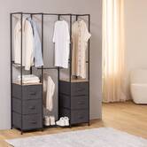 Penderie, 2 étagères, 6 tiroirs, gris Tissa