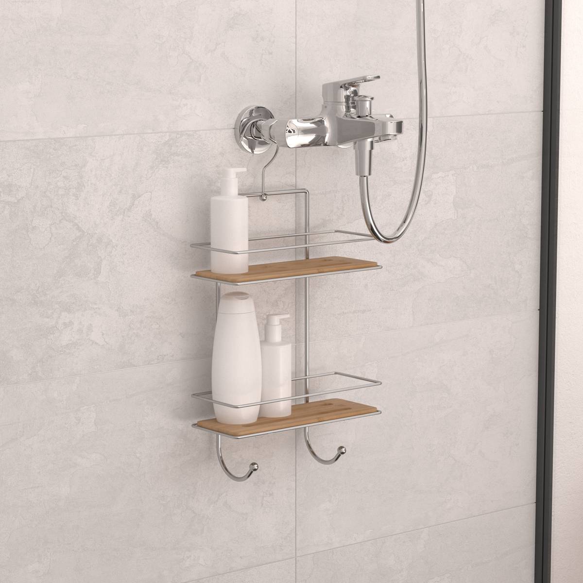 Serviteur de douche 2 niveaux, argenté Venterra