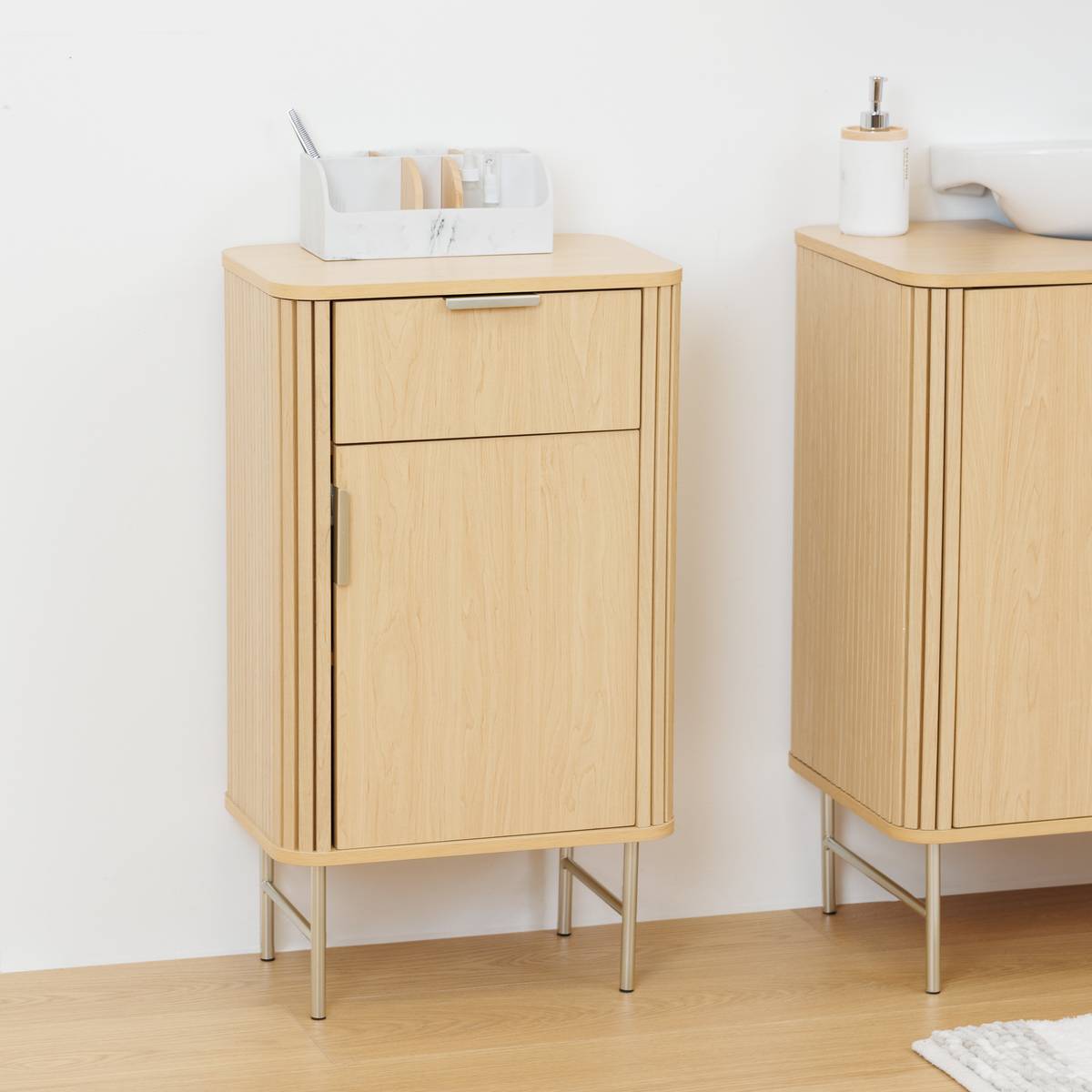 Meuble de salle de bain 1 porte, beige
