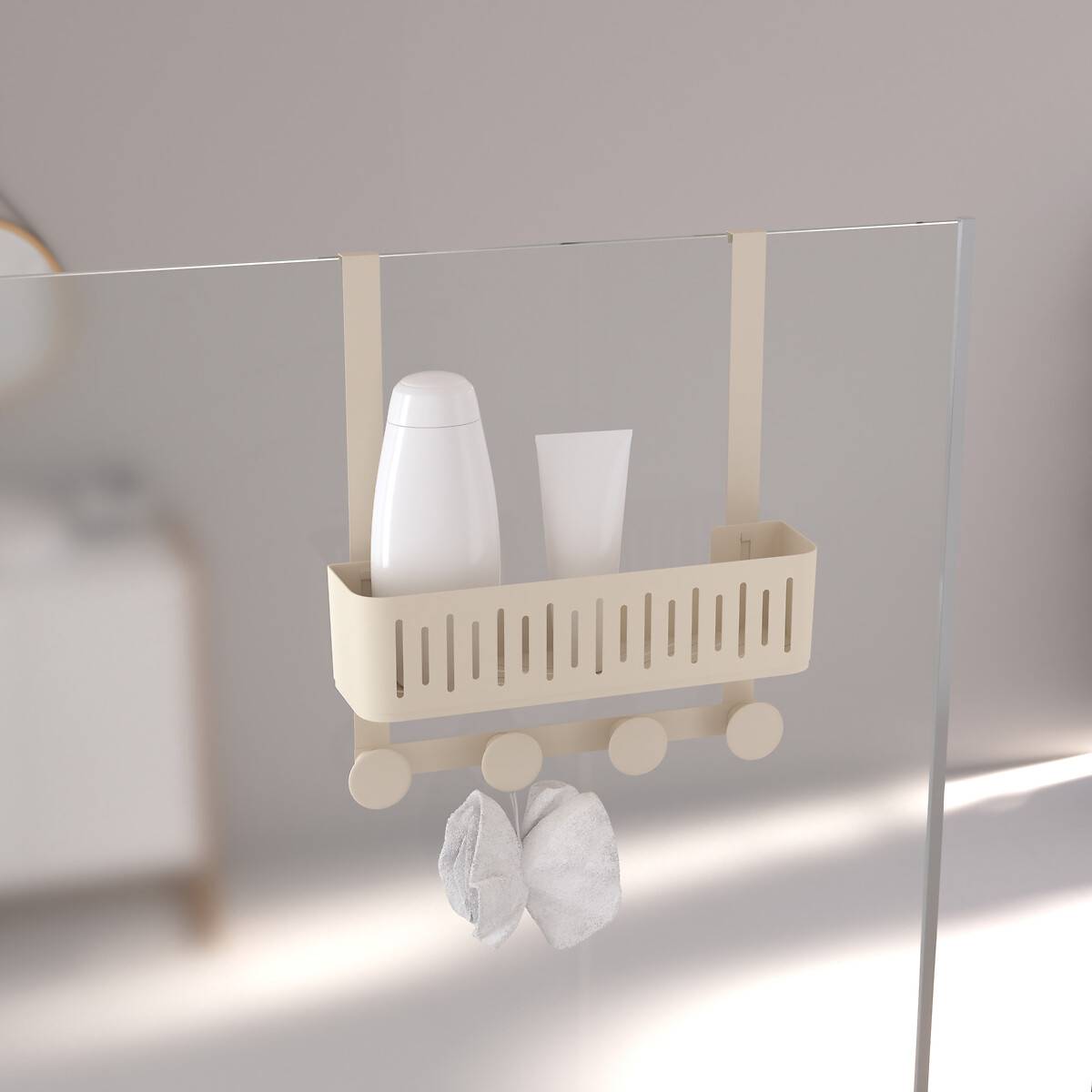 Serviteur de douche 4 crochets, beige Easy bath