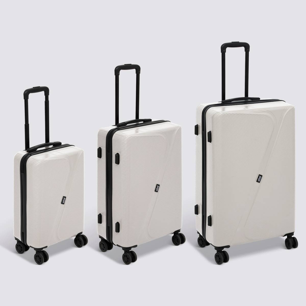 Lot de 3 valises 8 roues, h.77/67/55 cm, argile