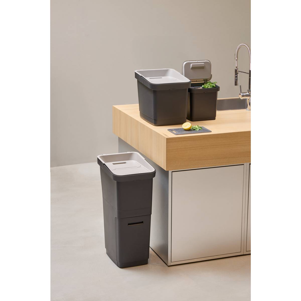 Poubelle de recyclage, 36l, noir