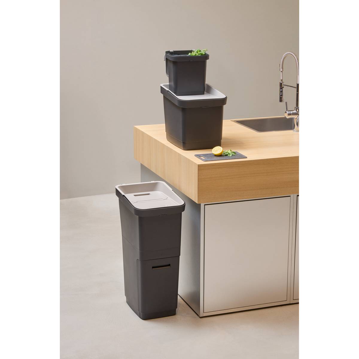 Poubelle de recyclage, 36l, noir