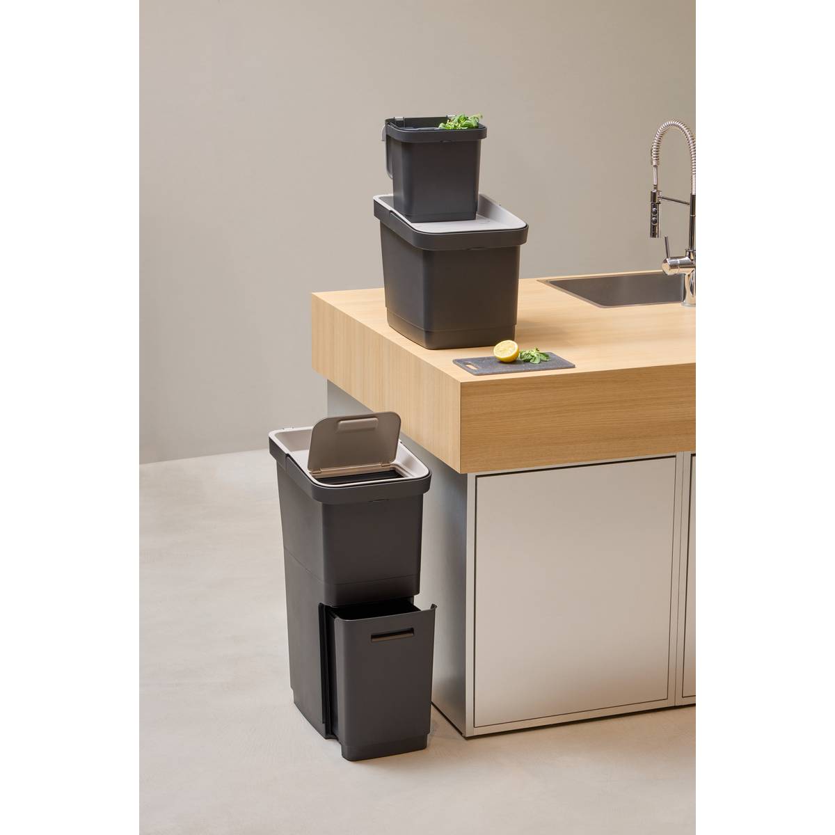 Poubelle de recyclage, 36l, noir