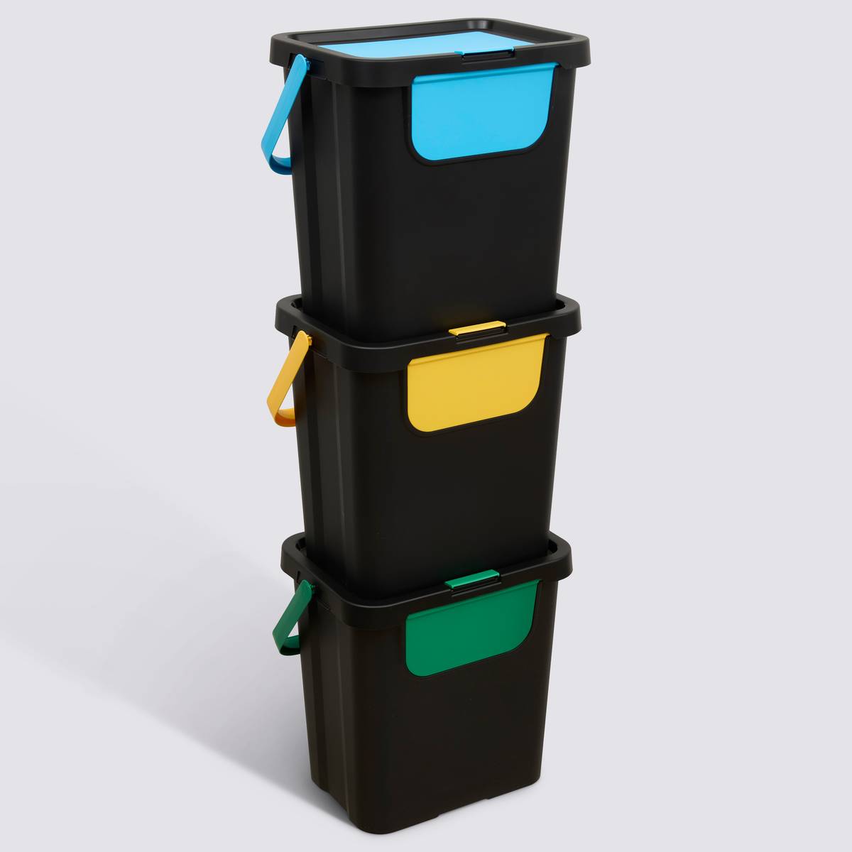 Lot de 3 poubelles, manuel, 24 l, plusieurs coloris 