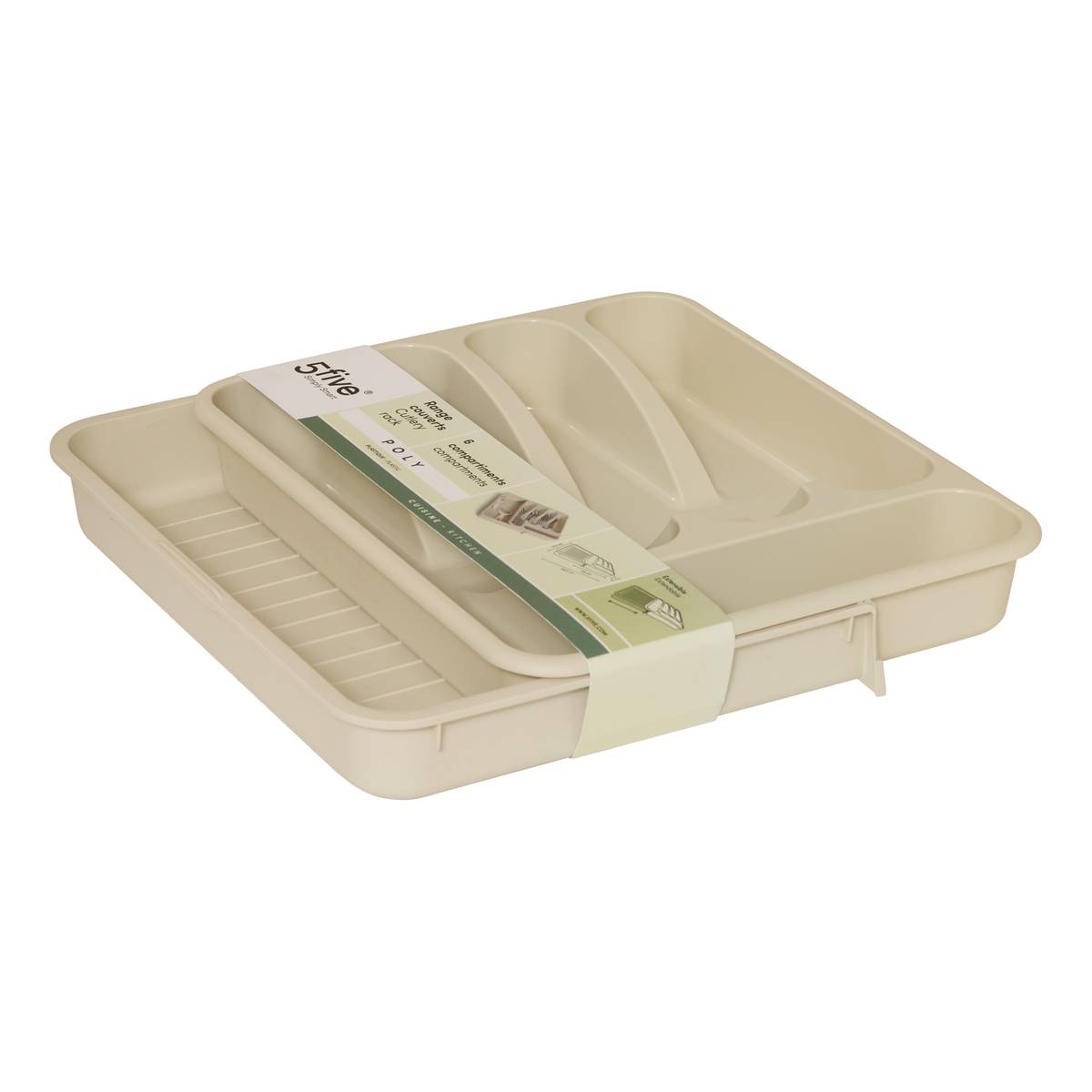 Range-couverts, 48,5x34x6 cm, beige Poly