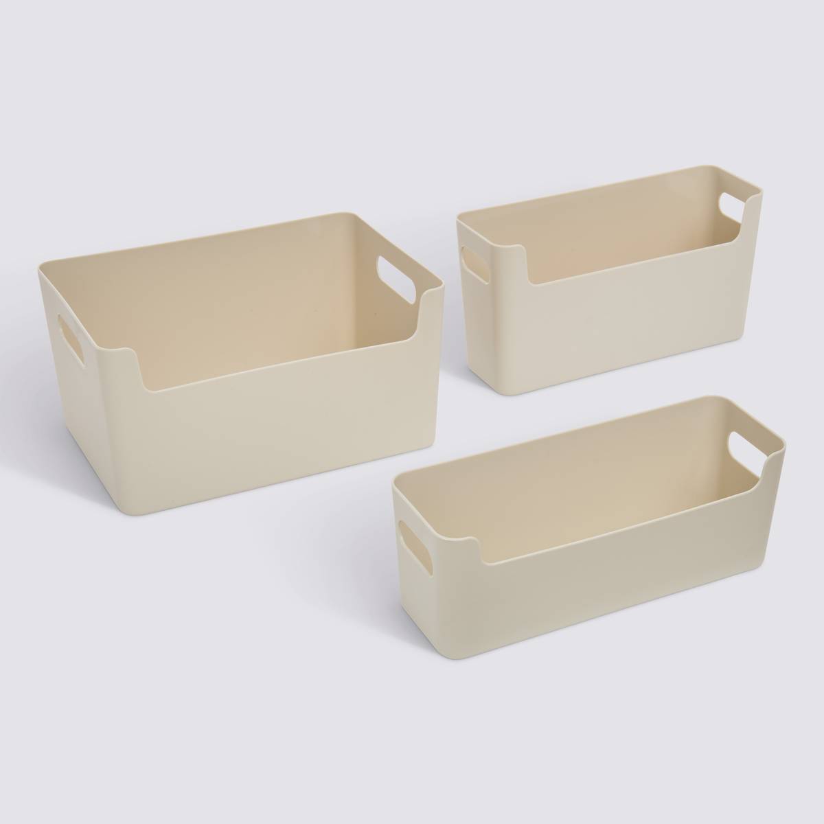 Lot de 3 organiseurs, l.20/25/35 cm, beige 