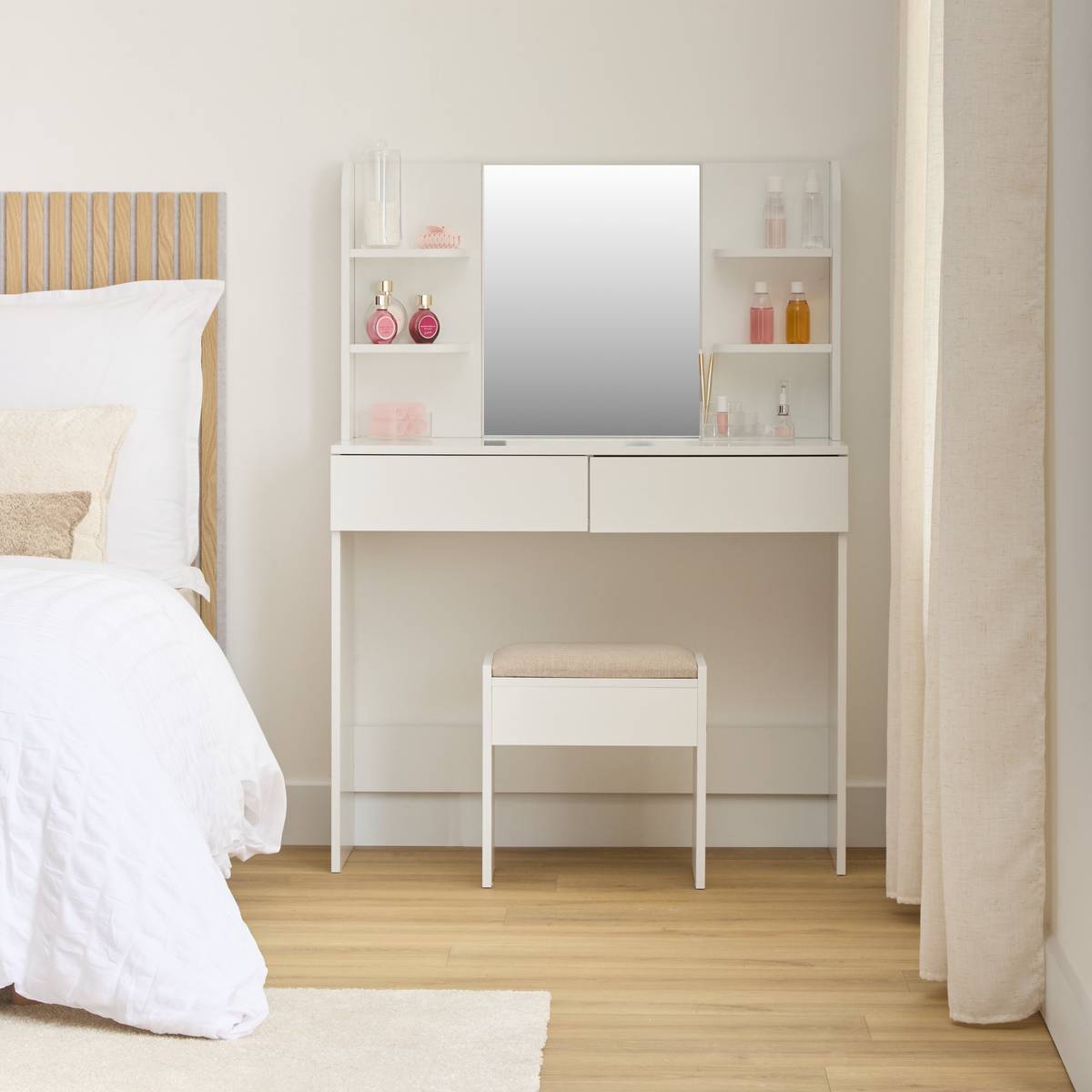 Coiffeuse avec miroir, 2 blanc Dolo