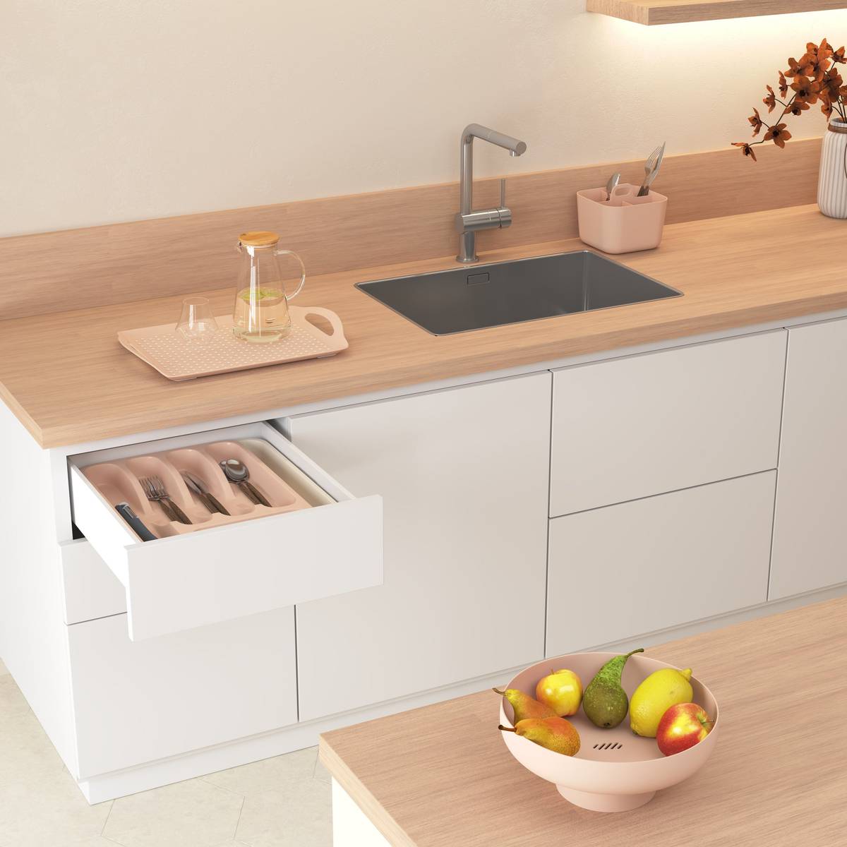 Organiseur, 16,5x16,5x15 cm, rose Poly