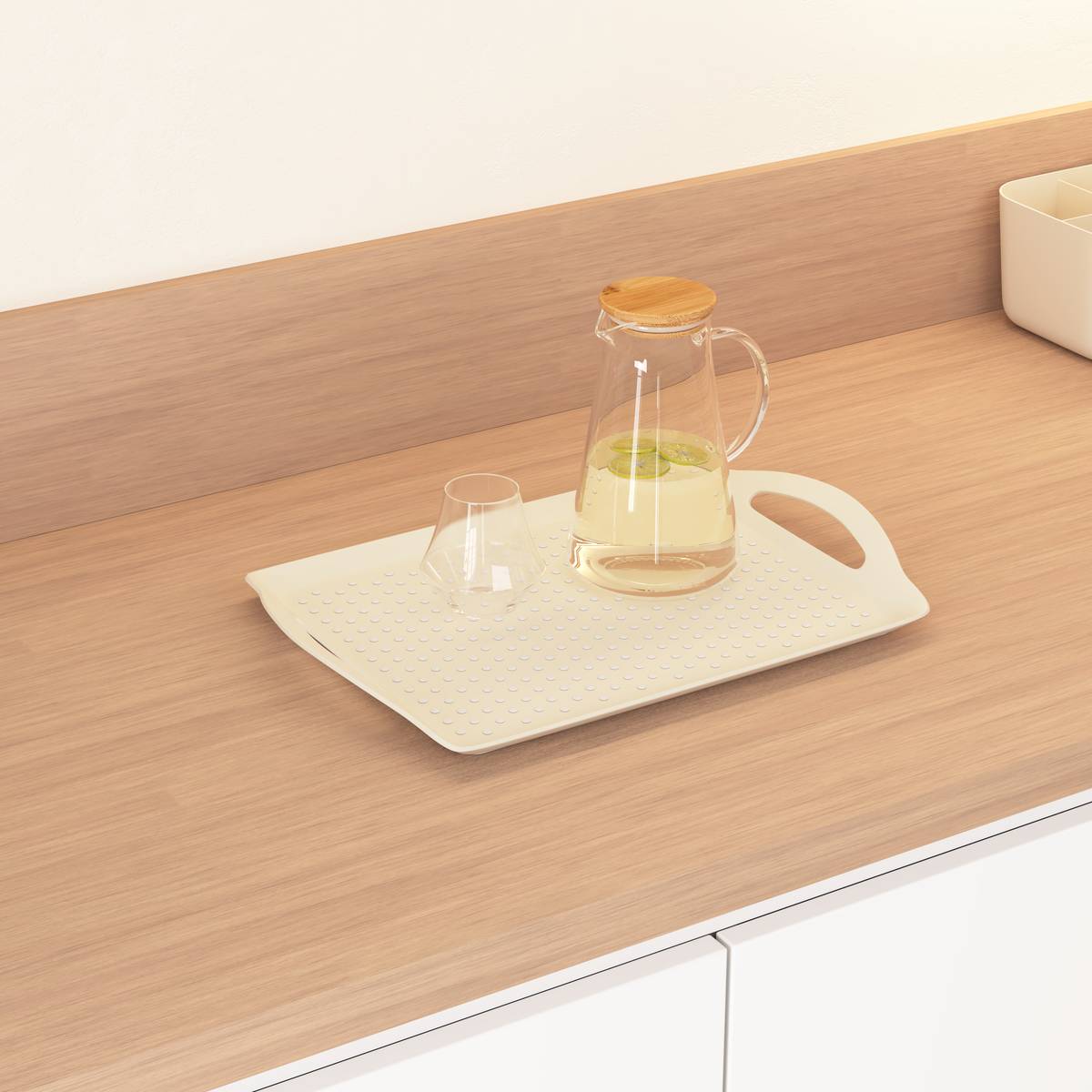 Plateau, 45,5x31,5 cm, beige Poly