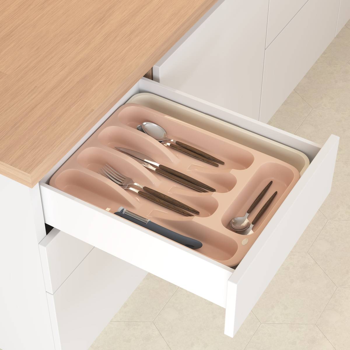 Range-couverts, 48,5x34x6 cm, rose Poly