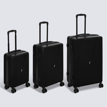 Lot de 3 valises 8 roues, h.77/67/55 cm, noir 