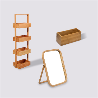 Kit organisation salle de bain, bambou 