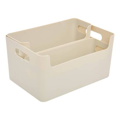 Lot de 3 organiseurs, l.20/25/35 cm, beige 
