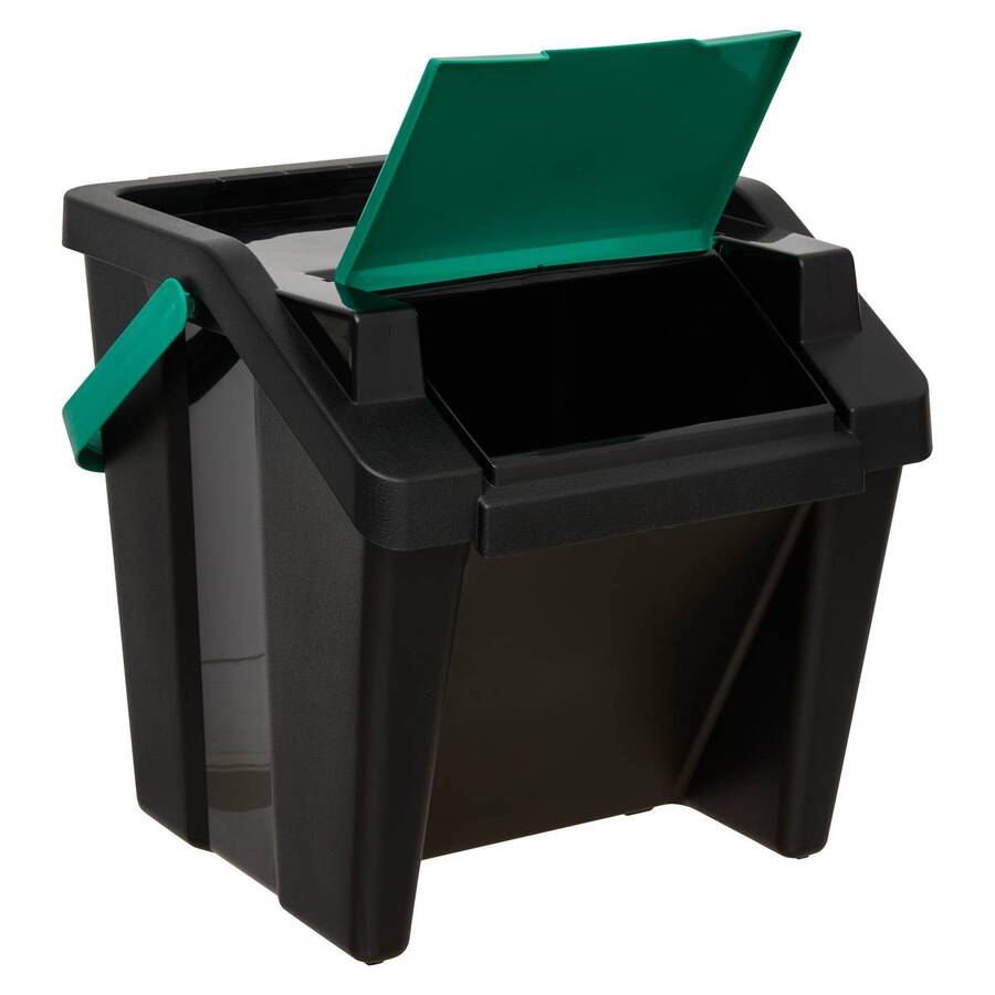 Poubelle, manuel, 30 l, noir