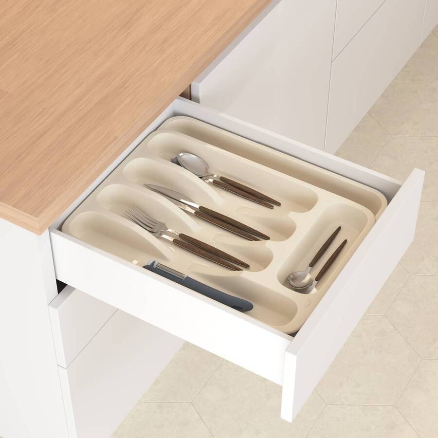 Range-couverts, 48,5x34x6 cm, beige Poly