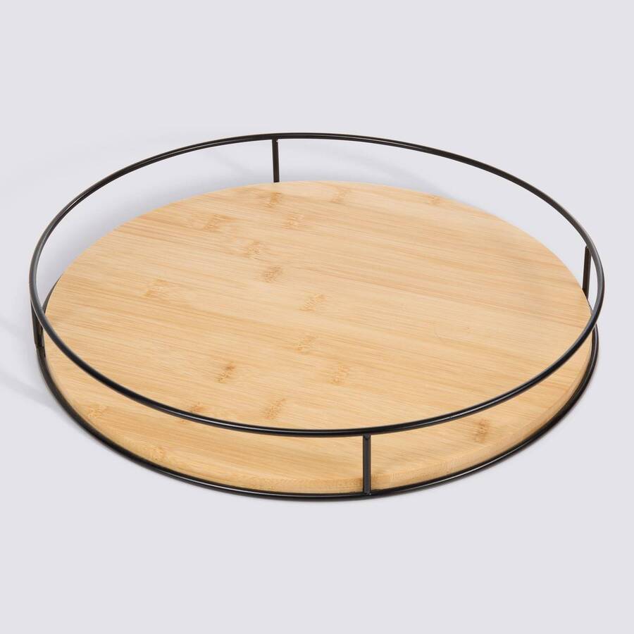 Plateau, 35x35x6 cm, beige Black bamboo