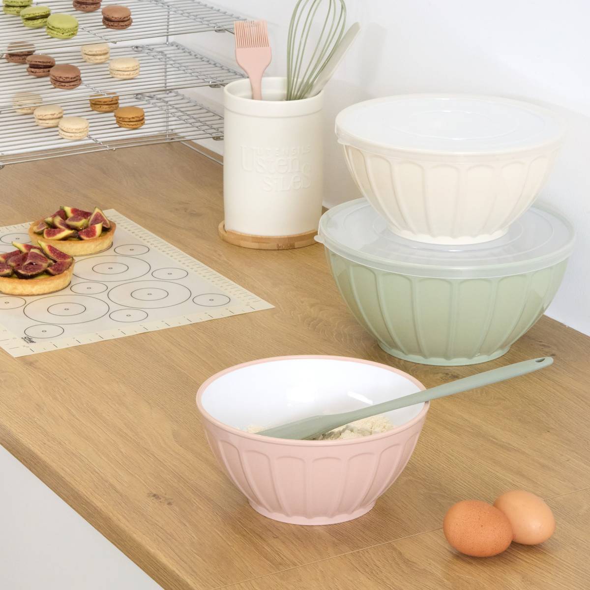 Lot de 3 saladiers avec couvercle, d.9/23/26 cm