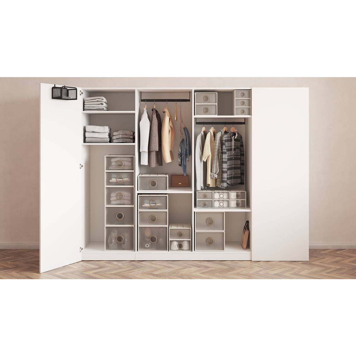 Tiroir en polystyrène choc, 16l, beige Tide'n stak