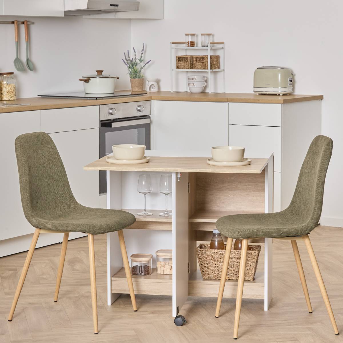 Table, 4 places, blanc Eat up