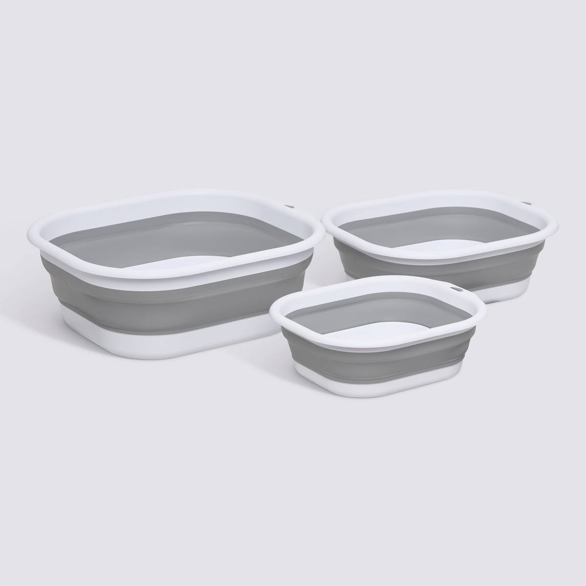 Lot de 3 bassines rétractables, 3/5/10l, gris Retract