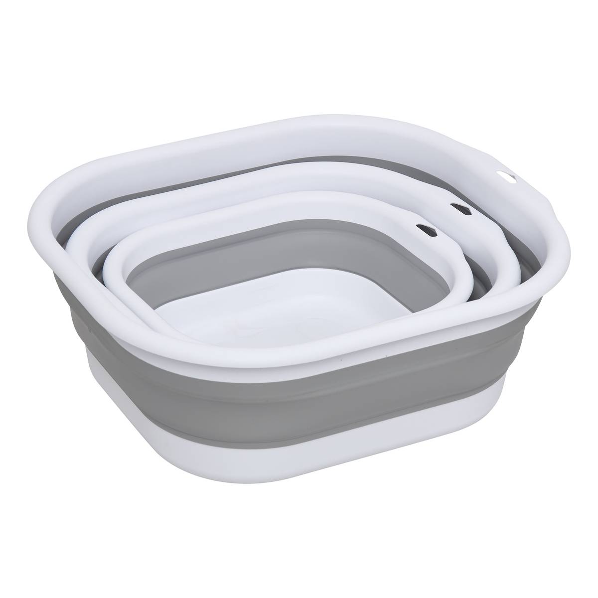 Lot de 3 bassines rétractables, 3/5/10l, gris Retract
