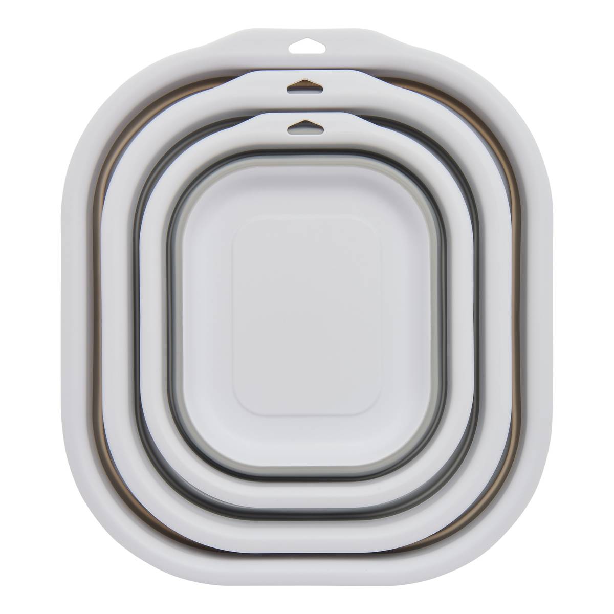 Lot de 3 bassines rétractables, 3/5/10l, gris Retract