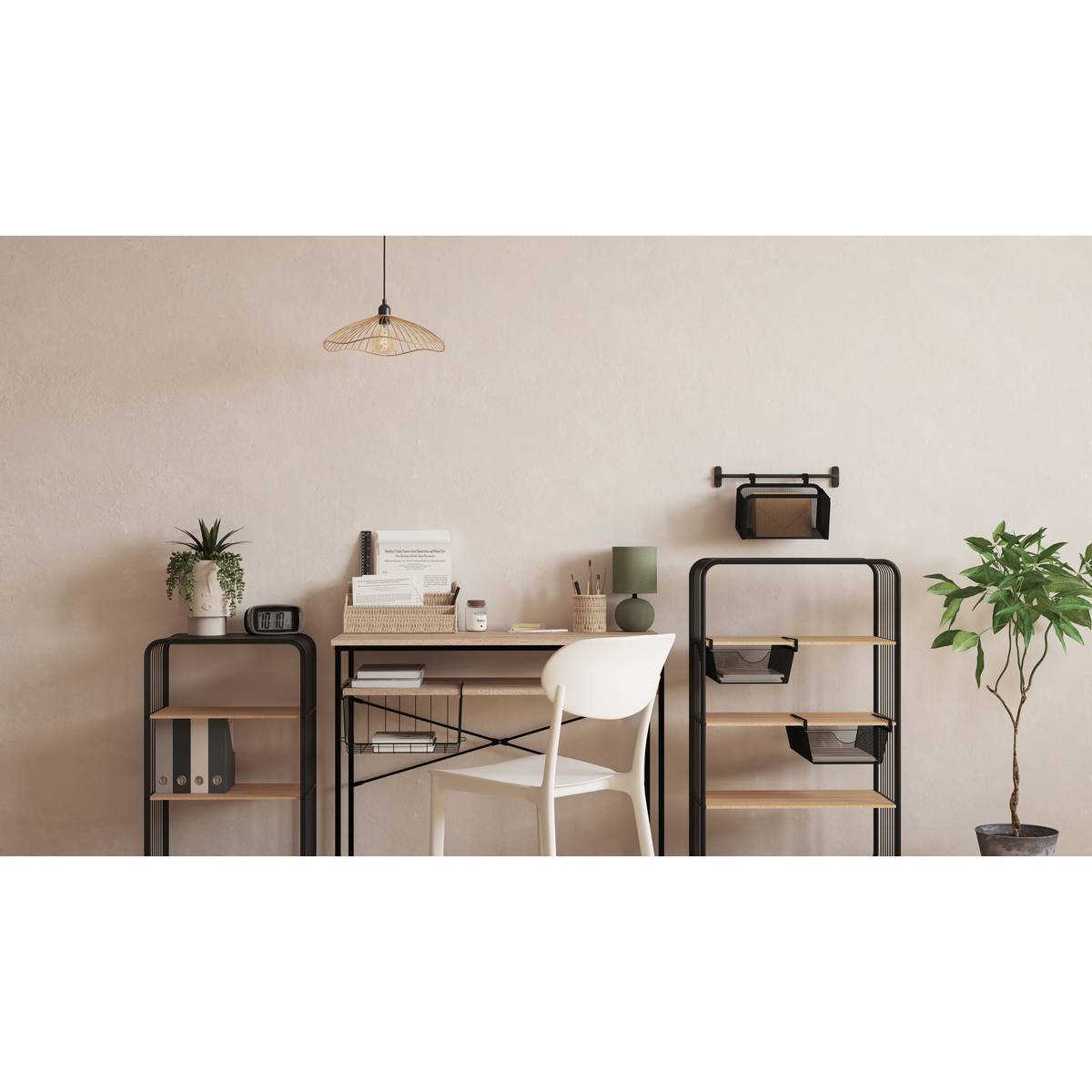 Etagère suspendue, 36,7x25x12,4 cm, noir Spacy