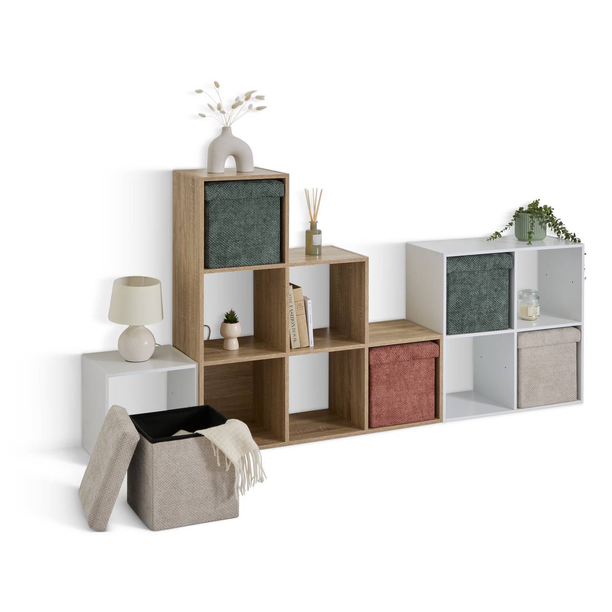 Pouf en mdf - panneau de fibres de bois, 31x31 cm, beige 