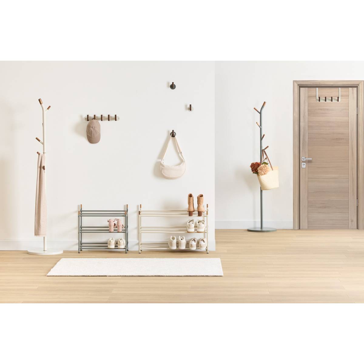 Lot de 2 patères adhésifs, beige Cassie