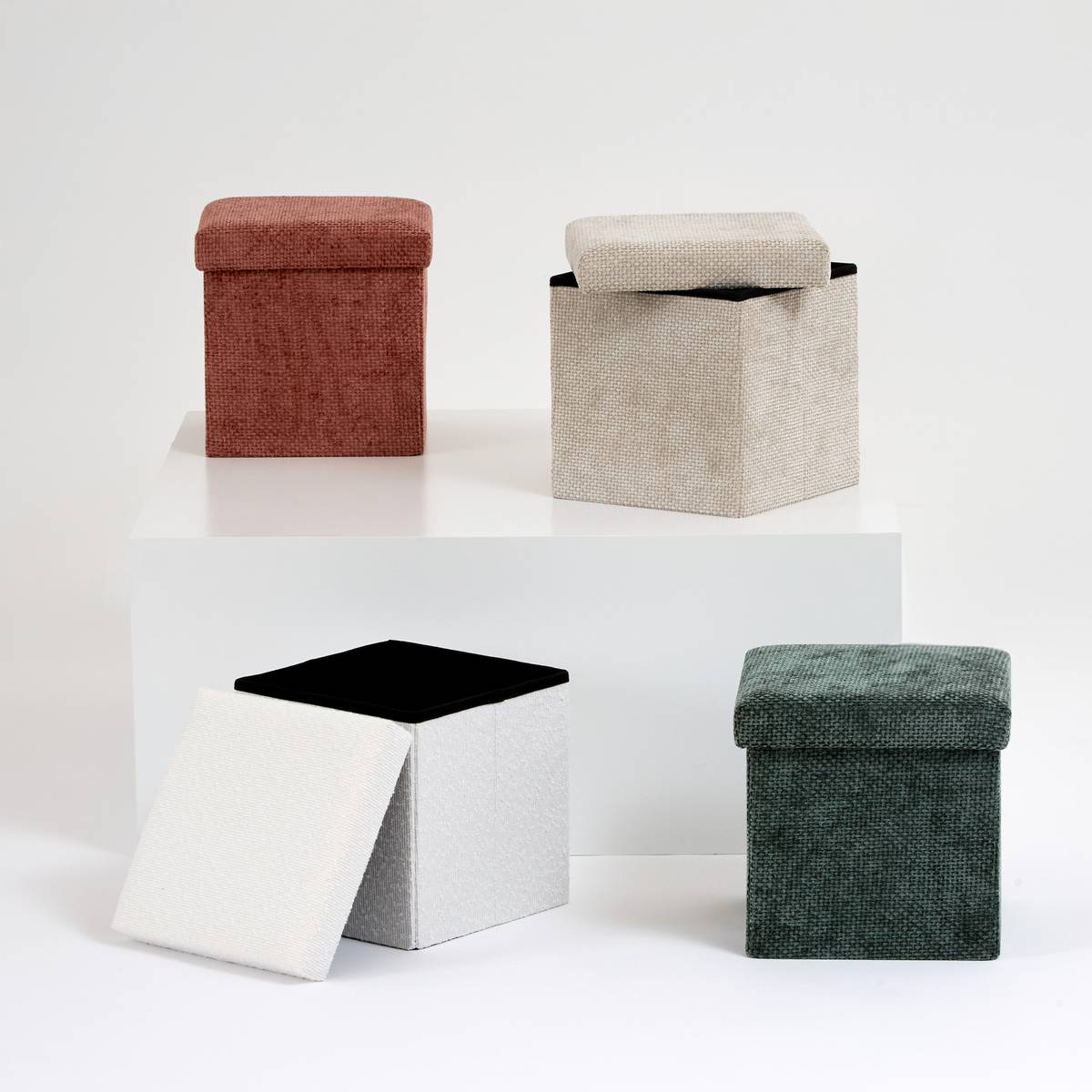 Pouf pliable bouclette, 31x31 cm, beige Mix'n modul