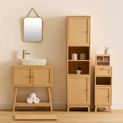 Meuble sous-lavabo, 2 portes, marron Cane