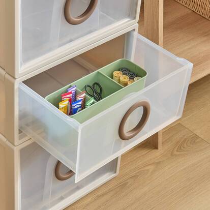 Tiroir en polystyrène choc, 16l, beige Tide'n stak