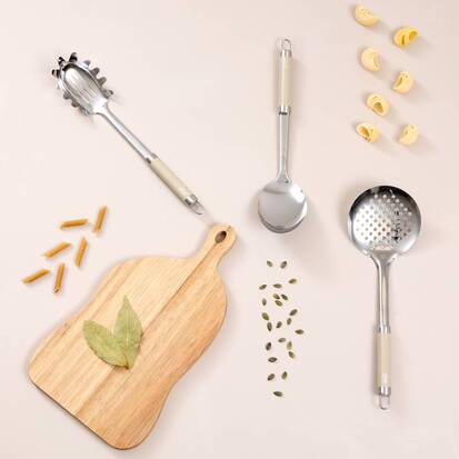 Cuillère à pâtes, inox, beige Solstice
