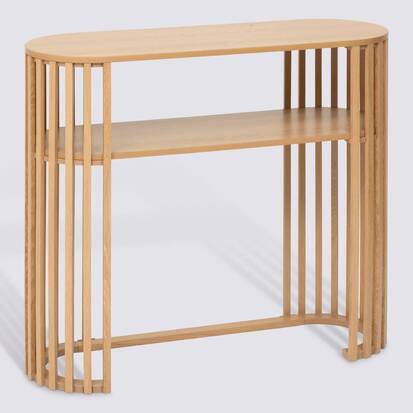 Console, 2 étagères, effet bois Slat
