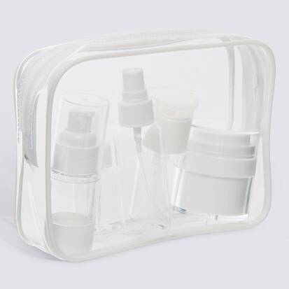 Kit accessoires de voyage, 18x5x13 cm, transparent 