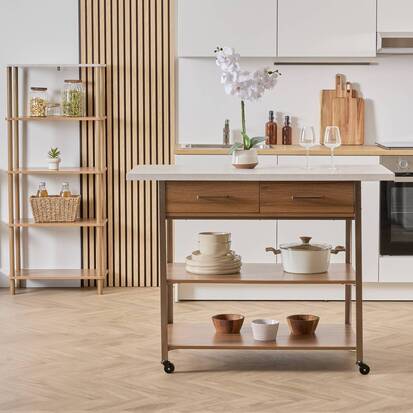 Ilot de cuisine, 2 tiroir(s), marron Come