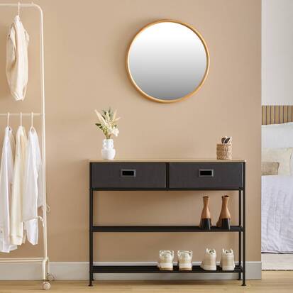 Console, 2 tiroirs, noir Tissa