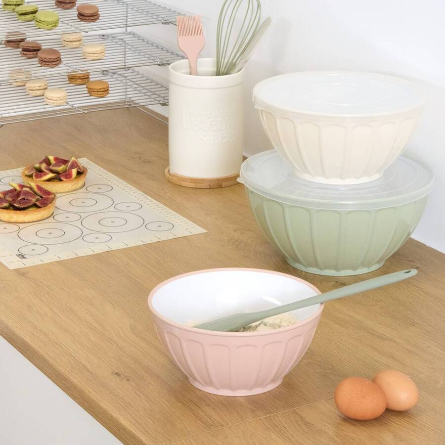 Lot de 3 saladiers avec couvercle, d.9/23/26 cm