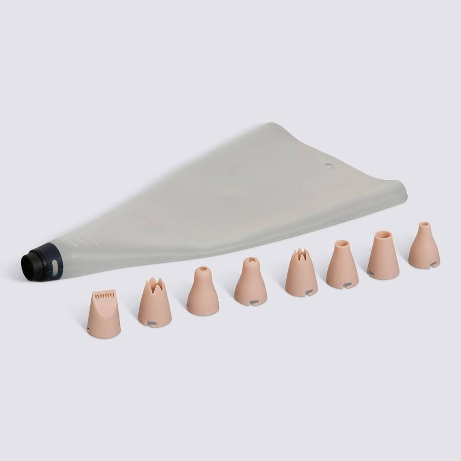 Poche à douilles, 8 douilles, silicone