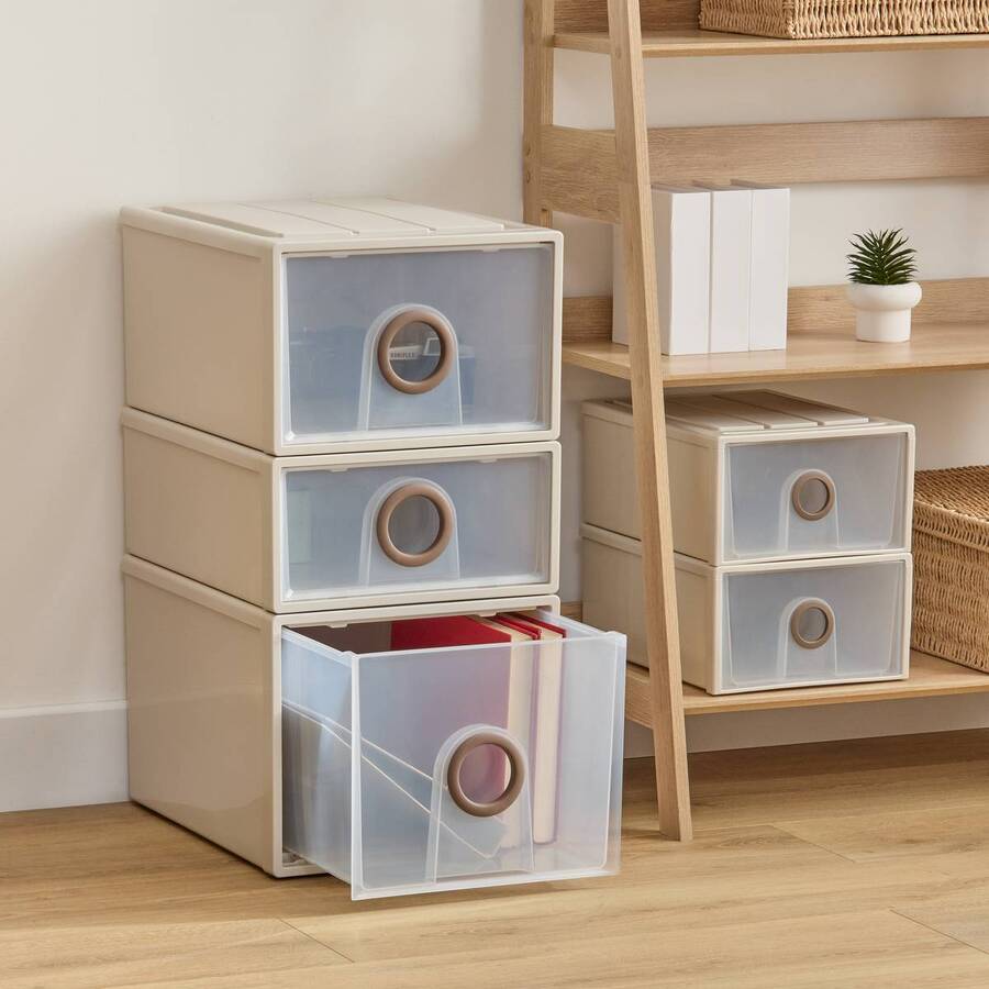 Tiroir en polystyrène choc, 30,5l, beige Tide'n stak