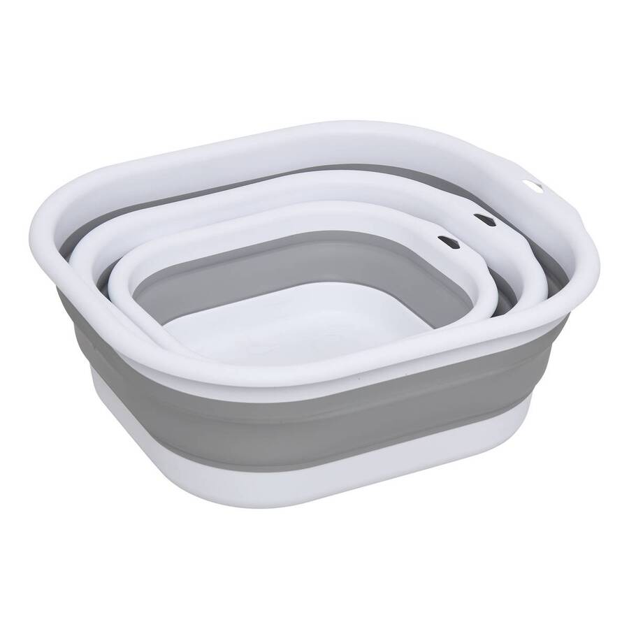 Lot de 3 bassines rétractables, 3/5/10l, gris Retract