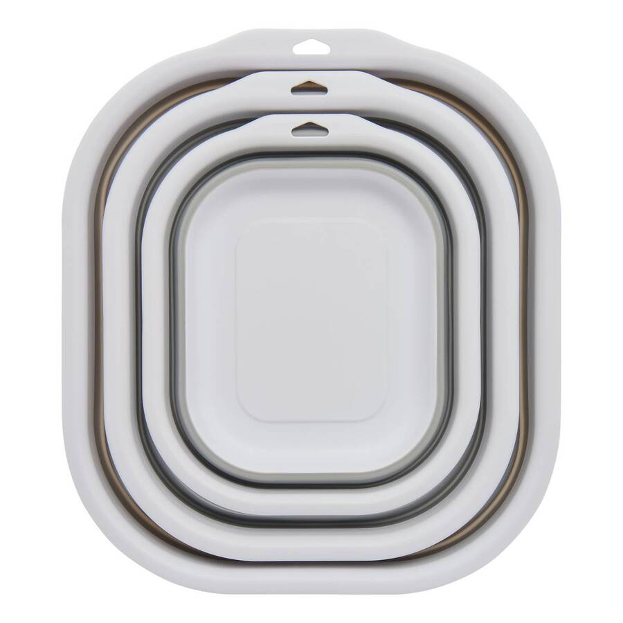 Lot de 3 bassines rétractables, 3/5/10l, gris Retract