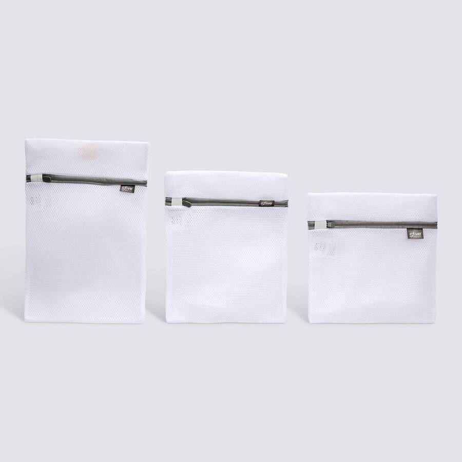 Lot de 3 filets à linges réutilisables, blanc 